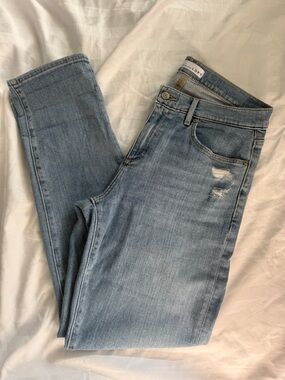 LOFT Light Blue Distressed Super Soft Girlfriend Jean